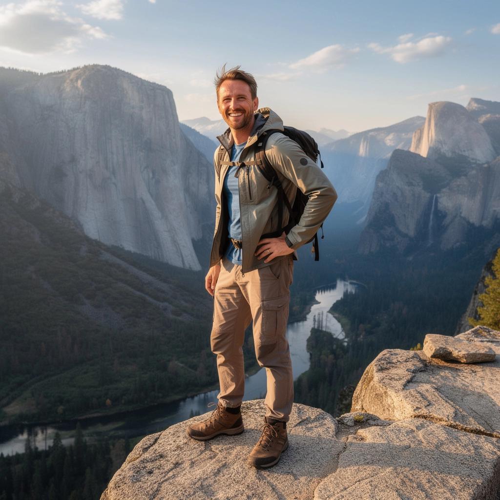 Семья, наслаждающаяся прогулкой вдоль реки с видом на гранитные утесы